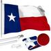 G128 - 6 Feet Tangle Free Spinning Flagpole (Silver) Texas Flag Brass Grommets Spun Polyester 3x5 ft (Flag Included) Aluminum Flag Pole