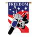 Two Group H111045-P2 Freedom Americana Patriotic Applique Decorative Vertical 28 x 40 Double Sided House Flag