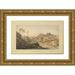 William Taverner 24x17 Gold Ornate Framed and Double Matted Museum Art Print Titled - Hilly Landscape with Two Figures on a Road (Mid-18th Century)