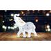 ICE ARMOR 7 W Silver and White Thai Elephant with Trunk Up Statue Feng Shui Decoration Religious Figurine