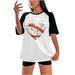 Summer Tops - Raglan Baseball Shirt Women Teen Girls Graphic Tee Flag Print Short Sleeve Crew Neck Jersey Tshirt