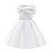 FRSASU Clearance Toddler Girls Solid Color Temperament Bowknot off Shoulder Pleated Skirt Birthday Party Gown Long Dresses White 6-7Yearsï¼ˆ6-7Yï¼‰