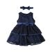 Summer Dress Toddlers Lace Stitching Mid Length Princess Dress Sundress With Headband