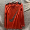 Nike Shirts | Boy Nike Dri Fit Red Gray Nike Logo Long Sleeve Shirt Xl Breathable Crew Neck | Color: Red | Size: Xl