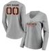 Women's Fanatics Branded Gray Anaheim Ducks Any Name & Number Personalized Evanston Stencil Long Sleeve V-Neck T-Shirt