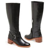 Coach Shoes | Coach | ‘Cecelia’ Black & Brown Leather Buckle Heeled Knee High Riding Boots | Color: Black/Brown | Size: 5.5