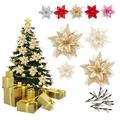 Hesroicy Artificial Flower Exquisite Realistic Simulation Flower Bright-colored Decorative Christmas Glitter Artificial Flowers for Home