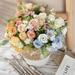 Hesroicy 1 Bunch Simulation Flower Vivid Appearance Multiple Layers Petals Faux Silk Cloth 5 Fork Design Artificial Multi-Color Mixed Rose Flower Home Decor