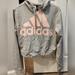 Adidas Tops | Adidas Cropped Pullover Hoodie In Gray Large Adidas Logo In Pink Womens Medium | Color: Gray/Pink | Size: M