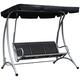 Outsunny 3 Seater Garden Swing Seat Bench Steel Swing Chair with Adjustable Canopy for Outdoor Patio Porch - Black
