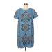 Zara TRF Casual Dress - Mini Crew Neck Short sleeves: Blue Dresses - Women's Size Medium