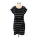 Lands' End Casual Dress - Shift Scoop Neck Short sleeves: Black Print Dresses - Women's Size X-Small
