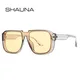 SHAUNA – lunettes de soleil rétro carrées pour hommes verres miroir UV400 Flat Top à la mode