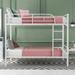 Twin over Twin Metal Bunk Bed, with Safety Guardrail and Separate into 2 Twin Beds