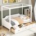 Twin Size Canopy Daybed Modern Bedroom Four Poster Bed Solid Wood Kids' Beds with 3 in 1 Storage Drawers & Headboards Design