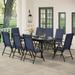 Outdoor 9-Pieces Dining Set, 8 x Reclining Folding Sling Dining Chairs and 1 Patio Extendable Table for 6-8 Person