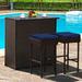 Costway Patio 3PCS Rattan Bar Table Stool Set Cushioned Chairs with - See Details