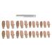 Hesroicy 1 Set False Nail Full Cover High Gloss Stunning Visual Effect DIY with Glue Oatmeal Latte Little Golden Bar Artificial Nail Nail Salon Supply