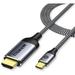 USB C to HDMI Cable QGeeM Type C to HDMI Adapter Cable 10FT Braided 4K@60Hz (Thunderbolt 3 Compatible)Compatible with MacBook Pro 2020 iPad Pro 2020 Samsung Galaxy S20/ S10 Dell XPS 13/15 and More