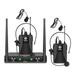 D Debra Audio AU200 Pro UHF 2 Channel Wireless Microphone System with Cordless Handheld Lavalier Headset Mics Metal Receiver Ideal for Karaoke Church Party (2 Bodypack)