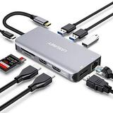 Lasuney Triple Display USB Type C HUB with to 2 HDMI Displayport PD3.0 Ethernet 3 USB3.0 SD/TF Multiport Adapter Docking Station Dongle for IPad MacBook Air Pro and More