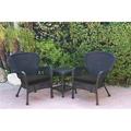 Jeco W00214-2-CES017 Windsor Black Wicker Chair & End Table Set with Black Cushion