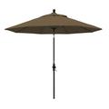Pemberly Row Skye 9 Black Patio Umbrella in Sunbrella 2A Linen Sesame