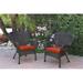 Jeco W00215-C-2-FS018 Windsor Espresso Resin Wicker Chair with Red Cushion - Set of 2