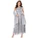 Plus Size Women's Embellished Gown With Shawl by Roaman's in Silver Shimmer (Size 34 W)