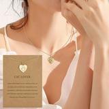 hanxiulin valentine s day necklace star necklace gift to friends female design sense temperament collarbone chain love style fashion love cat print necklace animal cat footprints