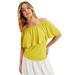 Plus Size Women's Off-The-Shoulder Ruffle Top by June+Vie in Light Moss (Size 18/20)