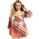 Plus Size Women's Faux-Wrap Kimono Top by June+Vie in Multi Tropical Stripe (Size 18/20)