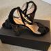 J. Crew Shoes | Jcrew Suede Sandal With Glitter Heels, Size 7.5 | Color: Black/Gold | Size: 7.5