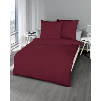 Bettwäsche KAEPPEL "Uni", rot (bordeaux), B/L: 155cm x 220cm, , Seersucker, B/L: 80cm x 80cm, Seersucker, Obermaterial: 100% Baumwolle, Bettwäsche, Unifarben Image