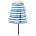 Ann Taylor LOFT Casual Skirt: Blue Stripes Bottoms - Women's Size 6 Petite