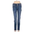 Free People Jeans - Mid/Reg Rise Skinny Leg Denim: Blue Bottoms - Women's Size 24 - Dark Wash