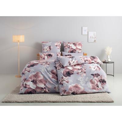 Bettwäsche HOME AFFAIRE "MELINA", grau, B/L: 155cm x 220cm, , Renforcé, B/L: 80cm x 80cm, Renforcu00e9, Obermaterial: 100% Baumwolle, Bettwäsche, florale Bettwäsche mit Reißverschluss, ab Gr. 135x200 cm Image