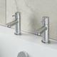 Architeckt - Modern Bathroom Bath Taps Hot & Cold Pair Twin Brass Round Lever Handle Chrome - Silver