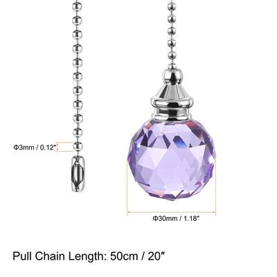 Ceiling Fan Pull Chain, Nickel Finish Chain Ornament Extension, Crystal Ball Pendant