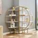 4 Tiers Home Office Round Shape Open Bookshelf with Gold Metal Frame