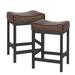 Bar Stools Set of 2-Counter Height Stools - 24 Inch Saddle Stool - PU Leather Kitchen Stools