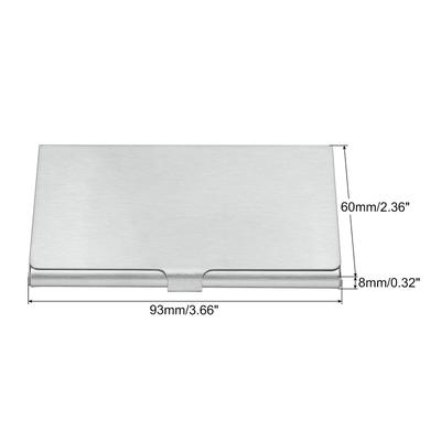 3.6x2.3x0.3 Inch Business Card Holder Brushed Stainless Steel Name Cards Case - Silver Tone - 1 Pack