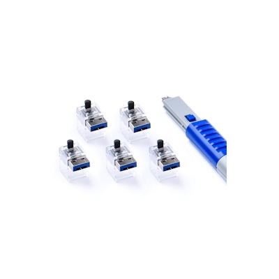 [SmartKeeper ESSENTIAL] 5 x LAN Kabel Schlösser mit 1 x BASIC Typ Schlüssel / Dunkelblau Image