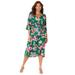 Plus Size Women's Easy Faux Wrap Dress by Catherines in Green Tropical Floral (Size 5X)