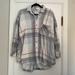 Free People Tops | Free People Women's Oversized Plaid Flannel Shirt 3/4 Sleeve Jacket Size Small | Color: Blue/Purple | Size: S