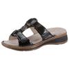 Pantolette ARA "HAWAII", Damen, Gr. 38, schwarz (schwarz glänzend), Lackleder, glänzend, modisch, Schuhe, Keilabsatz, Sommerschuh, Schlappen mit Klett