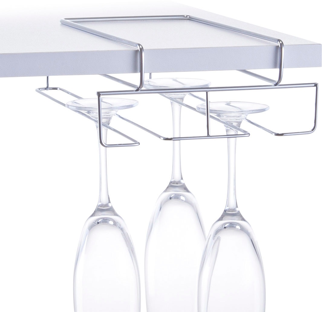 Einhängekorb ZELLER PRESENT "Gläser", silber (silberfarben), B:18,5cm H:7,5cm T:28cm, Metall, Aufbewahrungsboxen, hochwertig verchromt