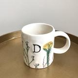 Anthropologie Dining | Anthropologie Handpainted Botanical Stoneware Monogram D Mug New In Box | Color: Red/Tan | Size: 14.5 Oz