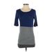 Lularoe Casual Dress - Bodycon Scoop Neck 3/4 sleeves: Gray Color Block Dresses - Women's Size X-Small