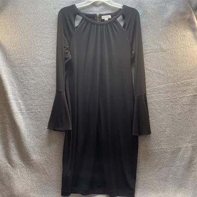 Ralph Lauren Dresses | Calvin Klein Women Sz 12 Solid Black Knee Length Dress Long Sleeve Gold Zipper | Color: Black | Size: 12